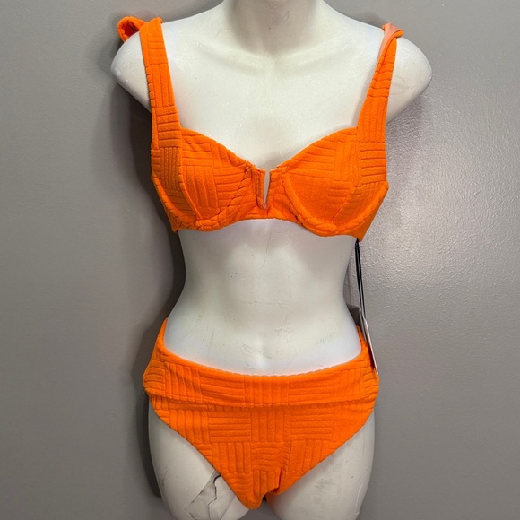 NWT Beach Riot Blood Orange Terry Bikini - Blair Top & Highway Bottom Sz M - Picture 4 of 6
